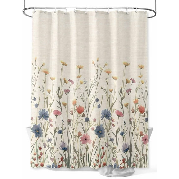 Shower Curtain Flower Shower Curtains for Bathroom, Waterproof Polyester Shower Curtain Set with Hooks, Extra Long 72" x 84" Nature Plant Floral