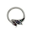 thumbnail image 2 of 316L Stainless Steel Abalone Shell Angel Wing Snap-in Captive Bead Ring / Septum Ring, 2 of 2