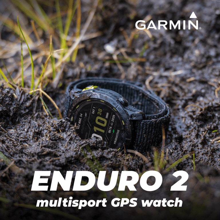 Garmin Enduro 2 Smartwatch, Carbon Gray DLC Titanium with Black Nylon Band,  Long-Lasting GPS Battery Life, Solar Charging, Preloaded Maps with