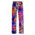 thumbnail image 5 of IYYVV Halloween Pajamas Cute Pumpkin Ghost Drawstring Palazzo Cozy Comfortable Pj Pants Halloween Sleepwear 2026 Purple 3XL, 5 of 6
