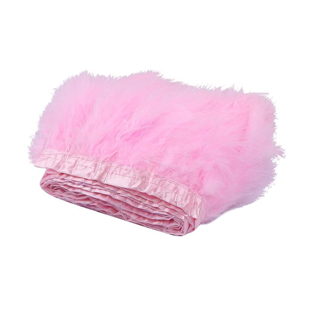 Lote de 2M de cinta con flecos de s de pavo, decoración artesanal de costura para disfraces DIY rosado Zulema Ajuste de la pluma del pavo