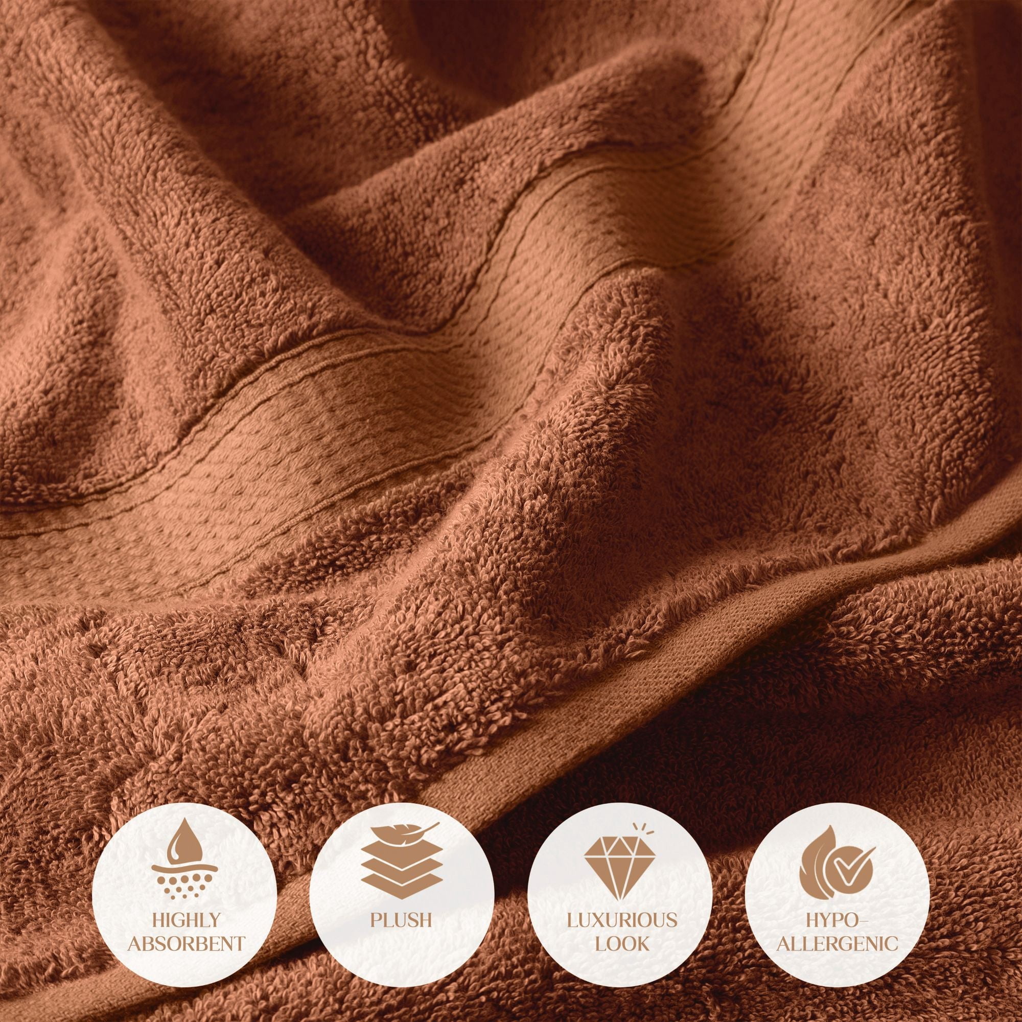 Superior Egyptian Cotton Heavyweight 6-Piece Towel Set, Rust