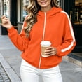 thumbnail image 6 of Qgtaibl Women's Full Zip Hooded Sweatshirt Side White Stripe Design Long Sleeve Jacket Thin Fleece Fall Athletic Hoodie Coat for Running Hiking Gym Orange L, 6 of 9