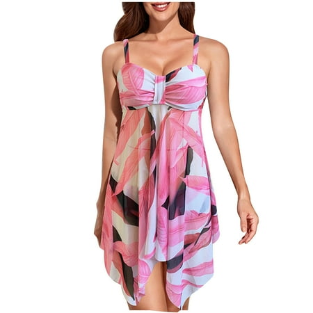 

VKEKIEO Skirt Swimsuit Sport Bra Style Padded Pink XXL