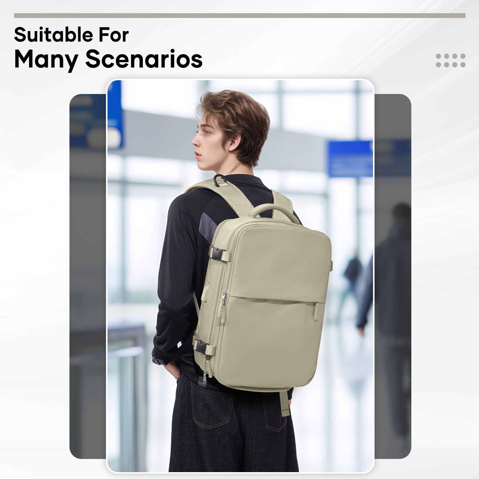 Vacuum Seal Compression Large Travel Backpack with Air Pump, Personal Item Airbag Carry on Backpacks Flight Approved, Airback Waterproof Work Compression Bags Travel Pump Business Laptop Suitcase