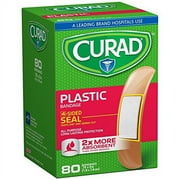 80 Count Curad Plastic Bandages 4 Sided Seal Absorbent All Purpose .75 X3 Inches