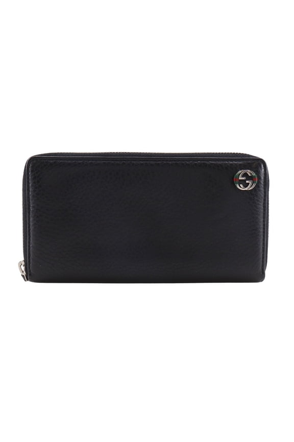 Pre-Owned Gucci Sherry Line Long Wallet Interlocking G 308796 Leather Black Zipper... (Good)