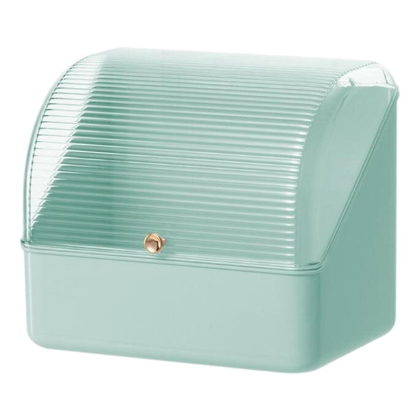 Organizador de maquillaje y cosméticos con tapa transparente para tocador. Tapas abatibles Verde