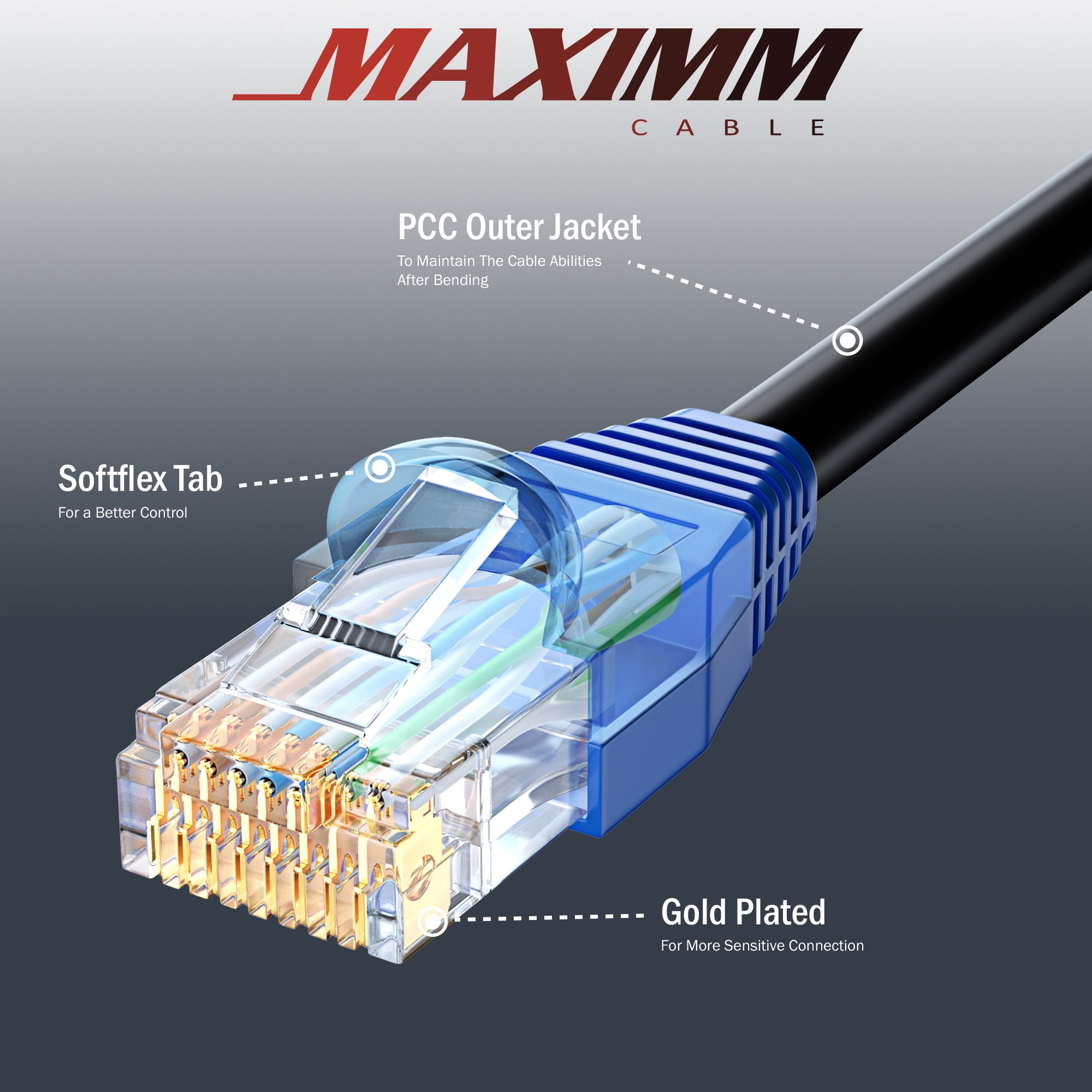 Maximm Cat6 Outdoor Cable 250 Feet - Black - Solid Copper 550Mhz, Waterproof Ethernet Cable Suitable For Direct Burial Installations. Electronic_Cable