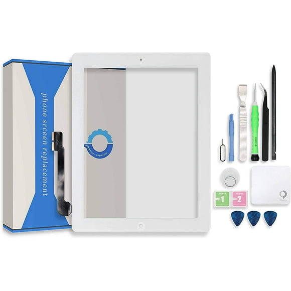 iPad 3 Screen Replacement, iPad3 Digitizer Touch Screen Front Gl embly White-Includes Home Button +