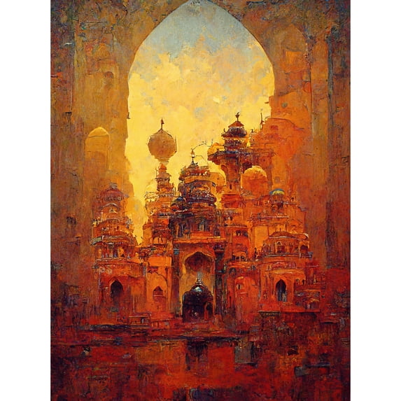 Visions Of Petra Arabic Cityscape Oil Unframed Wall Art Print Poster Home Decor