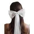 thumbnail image 2 of Velo de novia con lazo para el pelo, despedida de soltera, pinza para el pelo con perlas, velo de boda, accesorios para el pelo de novia, recuerdos de dama de honor, lazo grande para el pelo con pasador, decoraciones para despedida de soltera (blanco) ER, 2 of 5