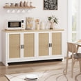 thumbnail image 3 of Bingirl Elegant Rattan Storage Cabinet: 4-Door Console with Shelf, Modern Coffee Bar Design, White Finish - Perfect for Dining, Kitchen, Living Room, or Entryway Decor, 3 of 9