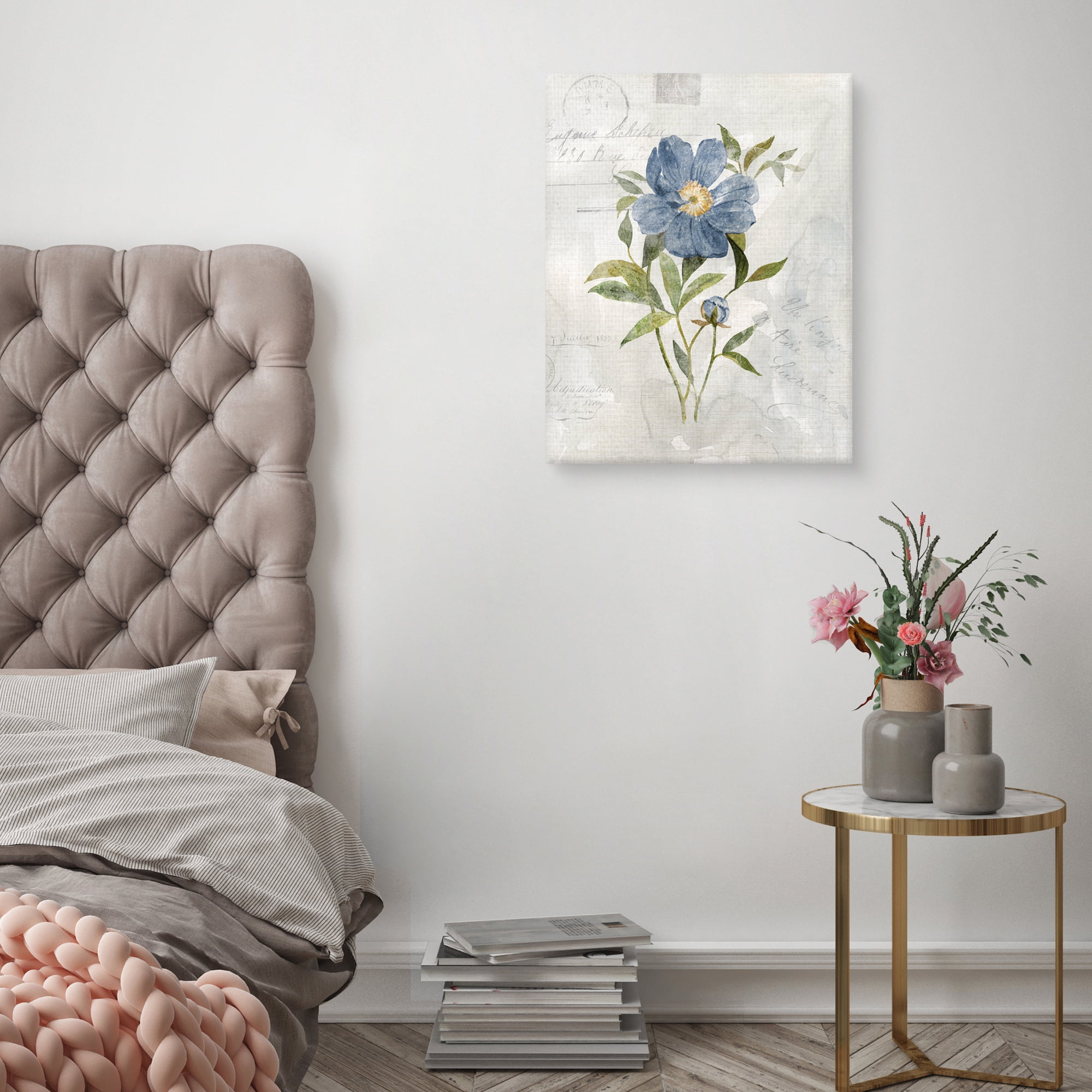 Blue Linen Peony by Carol Robinson Canvas Art Print