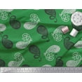 thumbnail image 2 of Soimoi Green Velvet Fabric Black Sketch Paisley Printed Craft Fabric by the Yard 58 Inch Wide, 2 of 3