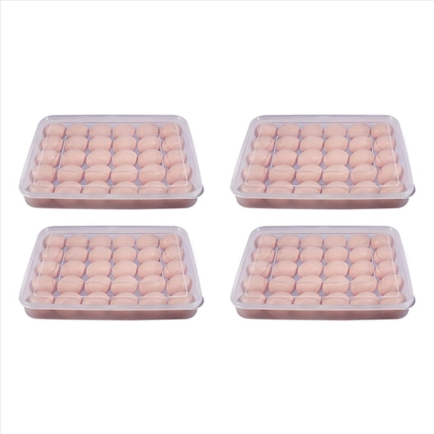 Contenedor de Huevos, Bandeja para Huevos Rellenos de Refrigerador con Tapa para 60 Huevos - Paquete de 4 Portátiles de Plástico Apilable para Nevera