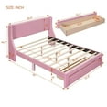 thumbnail image 3 of Queen Size Storage Bed, Velvet Upholstered Platform Bed with a Big Drawer, Wooden Platform Bed with Upholstered Headboard and Wood Slats Support, No Box Spring Needed, for Bedroom/Apartment, Pink, 3 of 7