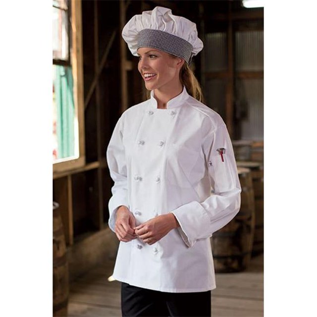 Uncommon Threads 0403C-2504 Classic 10 Knot Cotton Chef Coat in White - Large