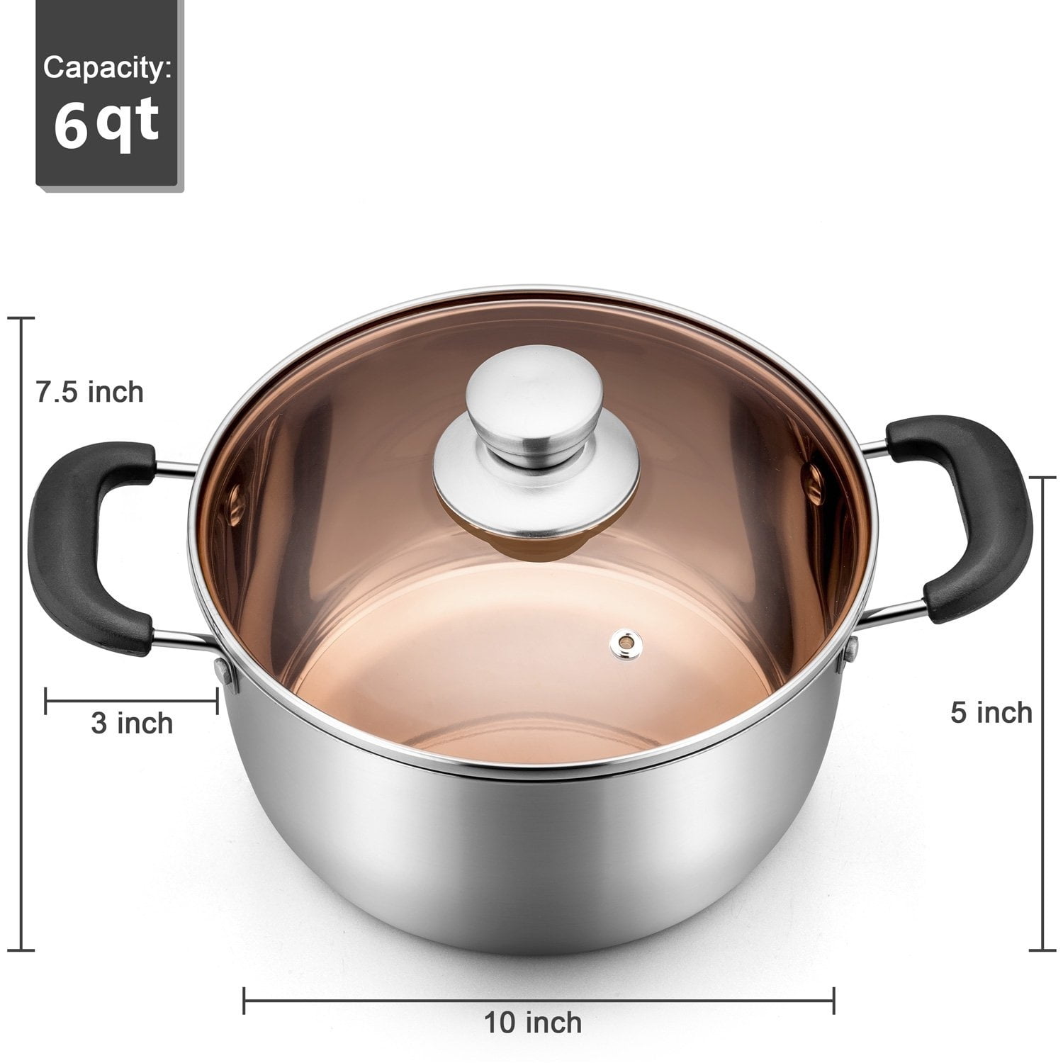 LEUGWAKN Stainless Steel Stock pot-6 Quart pot-Stockpots with Lid-Soup Pot-Induction Pot-Cookware Pot-Cooking Pot-Crock Pot
