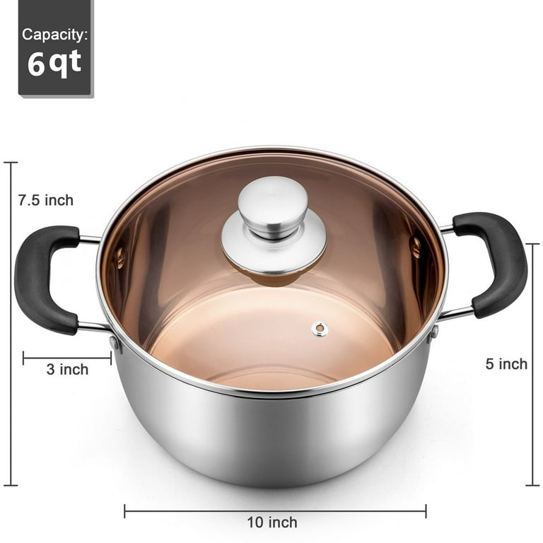 Premium 18/10 Stainless Steel Stockpot Milk Pan with Glass Lid,1.6-Quart  Sauce Pan Professional Cooking Pot Cookware with Long Heatproof Handle,Easy