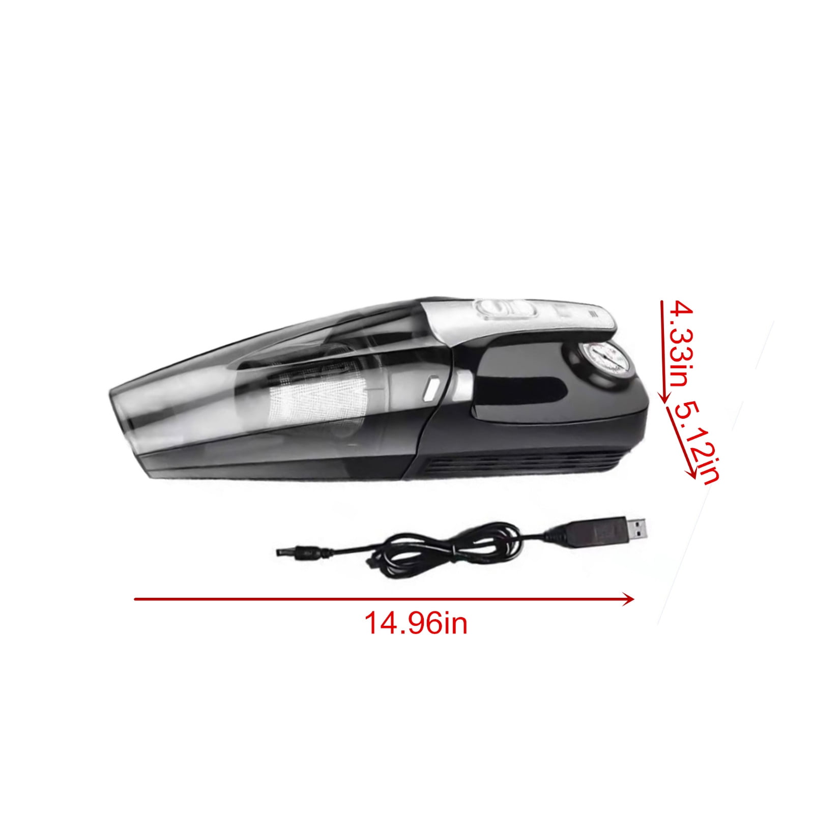 Gecau Car Vacuum Handheld Cleaner,Tire Inflator For Car,12V Auto Shut Off Sturdy um Cleaner With Pump Black 17.2x6.8 Inch Home Decor
