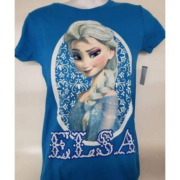 Disney Frozen Elsa Graphic Short Sleeve T-Shirt Adult Size Small Blue