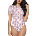 thumbnail image 1 of Fotbe Flamingo On Checkered Body de Mujer con Cuello Redondo y Mangas Cortas, Sin Mangas Ajustado, Suave, Cómodo y Básico-XX-Large, 1 of 7