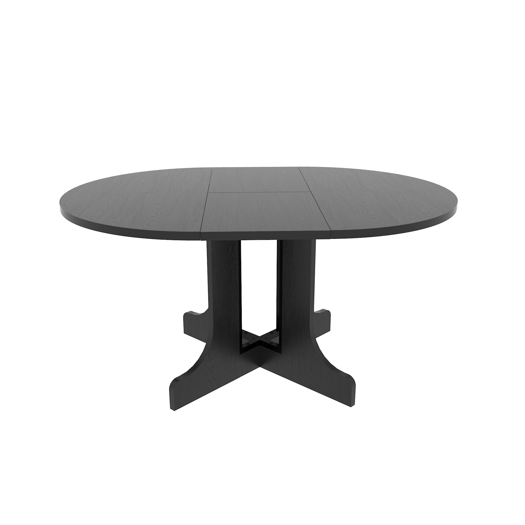 Noble House 59" Farmhouse Expandable Oval Dining Table, Removable Leaf, X-Shaped Trestle Base Kitchen Table, Black
