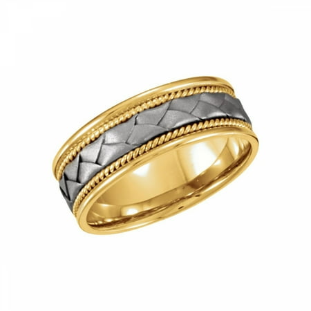 - 14kt Yellow & White 8mm Comfort-Fit Woven Band Size 10 50985 / 14Kt Yellow/White / 10 / 08.00 Mm / Woven Comfort Fit Band