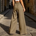 thumbnail image 5 of Inverlee Women's Front Seam Wide Leg Dress Pants Elastic High Waist Loose Business Casual Trousers Khaki XL, 5 of 8