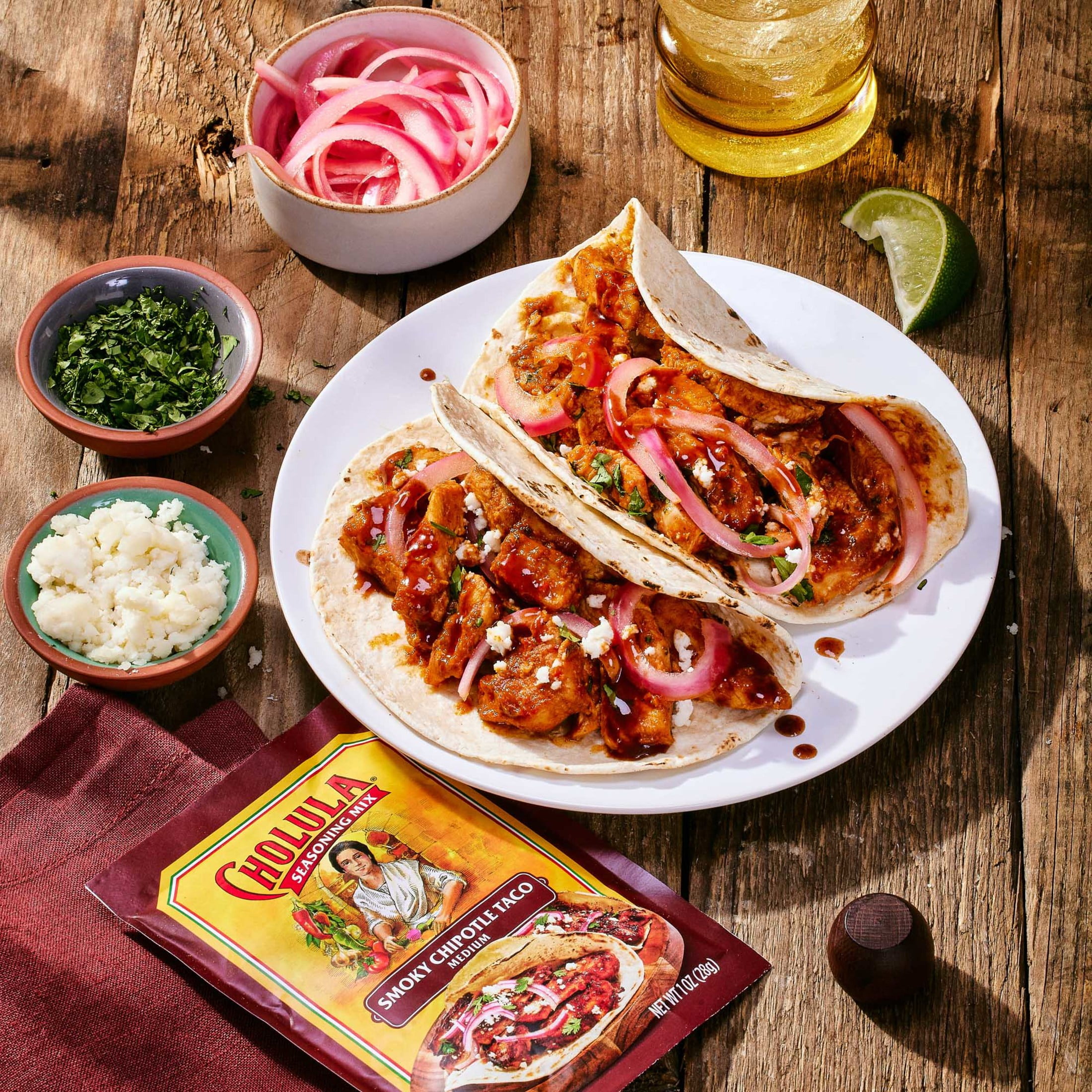 (4 pack) Cholula Smoky Chipotle Taco - Medium Recipe Mix, 1.0 oz Packet