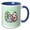 Blue/White, variant on 3drose, Image of Polka Dot and Striped Cartoon Bunny with Happy Easter, 11oz Two-tone Red Mug