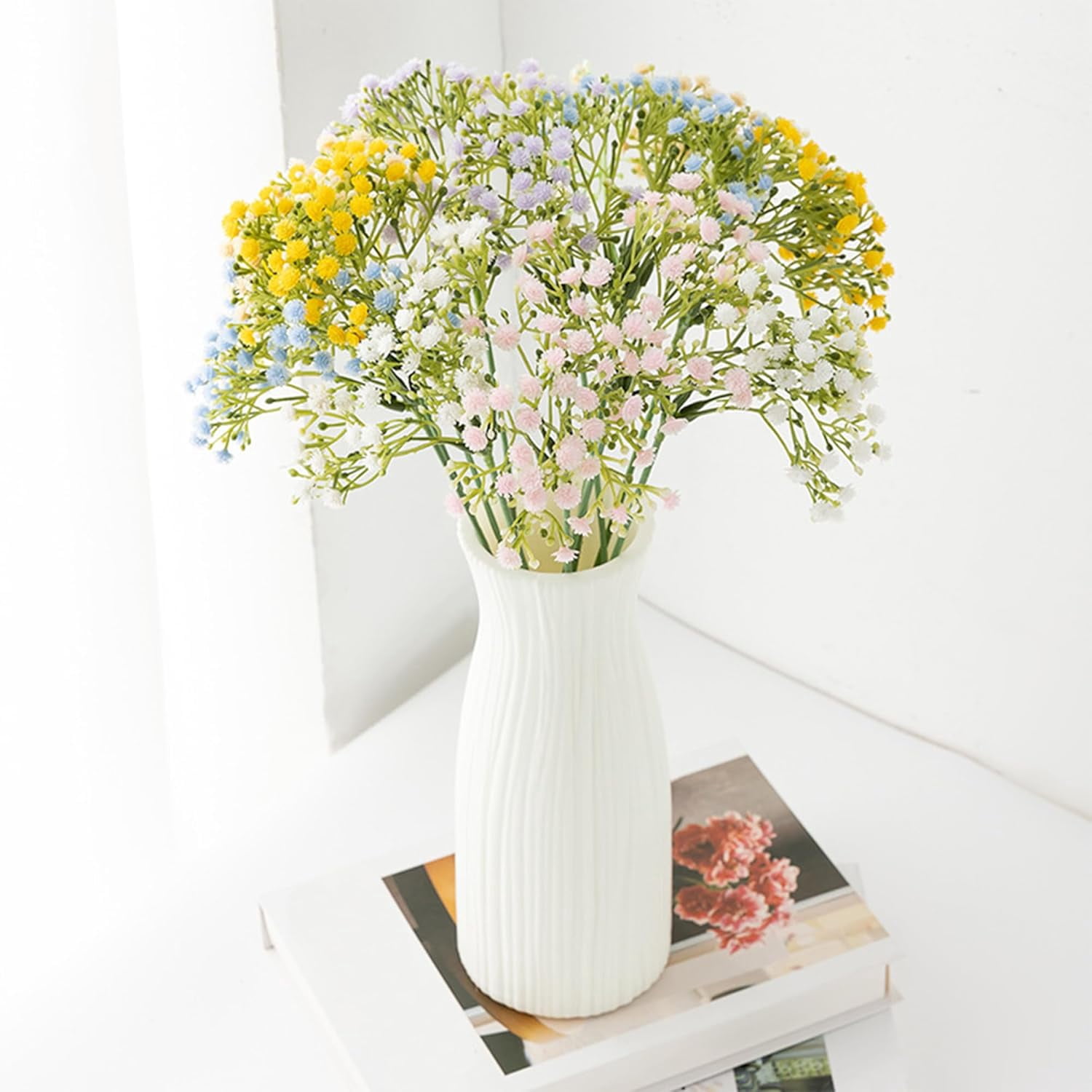 Babys Breath Artificial Flowers Decoration:30Pcs Plastic Multicolor Fake Flowers,Artificial Gypsophila Bouquet,Faux Flowers for Wedding Party Home Decoration