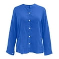 thumbnail image 5 of Gamivast Linen Shirts for Women Button Down Lightweight Long Sleeve Going out Tops Crewneck Relaxed Fitted Casual Blouses Dressy Spring Daily outfits, 5 of 6
