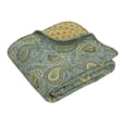 thumbnail image 2 of Cozy Line Green Paisley Print 100% Cotton Reversible Quilted Throw Blanket, 2 of 6
