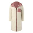 thumbnail image 6 of Dwralegc Long Winter Coats for Women Long Sleeve Thermal Oversized Long Puffer Jacket Winter Fashion Full Zip Fleece Coats Heavyweight Hooded Cardigan with Pockets Pink XL, 6 of 8