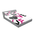 thumbnail image 2 of Pink Zebra Fitted Sheet & Pillow Sham Set, I Love You Calligraphy Zebra Stripes Hearts Valentines Illustration, Decorative Printed 6 Piece Bedding Decor Set, King, Pink Black and White, by Ambesonne, 2 of 3