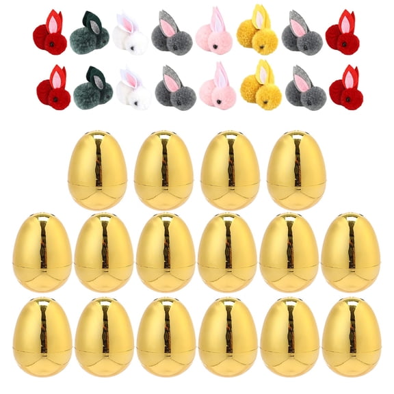 Clearance! Golden Easter Eggs -With 16 Bunnies Metallic Gold Hinged Eggs for Filling Treats, Basket Stuffers, Surprise Eggs, Easter Egg Hunt, Easter Theme Party Favors, Easter Egg Hunt Games 6x4.5cm