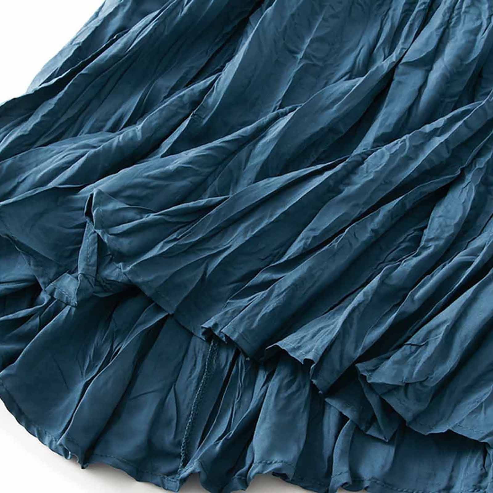 Cavosen Womens Skirts Knee Length Summer Midi Calf Length Skirts Pleated Pencil Skirts High Elastic Waist Solid Color Summer Skirts Flowy Slimming Dress Athletic Beachwear Blue