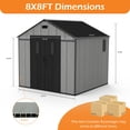 thumbnail image 2 of Domi 8x8 Ft Resin Outdoor Storage Shed with Floor, Weatherproof Plastic Garden Shed for Tools, Bikes, Lawn Mower, Patio & Backyard, 2 of 7