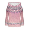 thumbnail image 7 of Womens Oversized Sweater Hoodie Western Ethnic Print Knit Pullover Loose Winter Tops Pocket Casual Boho Sweaters (L, Pink), 7 of 7