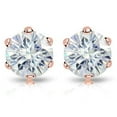 thumbnail image 3 of 14k Rose Gold Round Moissanite Stud Earrings (7ct TGW, 10mm, J-K) 6-Prong Set, Screw-Back by Diamond Wish, 3 of 4
