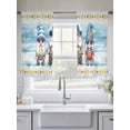 thumbnail image 4 of Summer Nautical Sheer Curtains 2 Panels Set Cute Gnomes Crab Cartoon Rudder Starfish Blue Wood Grain Sheer Window Curtains Light Filtering Rod Pocket Voile Drapes for Bedroom Living Room 52"x45", 4 of 8