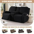thumbnail image 3 of Recliner Loveseat Cover with Middle Console Stretch Reclining Sofa Slipcover for 2 Seat Jacquard Reclining Couch Sofa Covers Furniture Protector with Elastic Straps Bottom (Black), 3 of 13