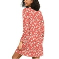 thumbnail image 2 of joogoo Red Floral Bird Women's Long Sleeve Nightgown Sleepwear L, 2 of 8