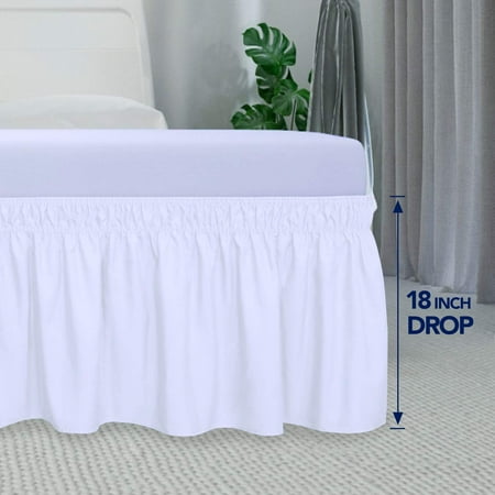 Wrap Around Ruffled Bed Skirt With Adjustable Elastic Belt 18 Inch Drop Easy To Put On Wrap Around Ruffled Bed Skirt With, How Do You Put A Dust Ruffle On An Adjustable Bed