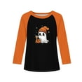 thumbnail image 5 of Drmagiyhm Halloween Shirt for Girl Size 10-12 Casual Holidays Floral Print Shirt Loose Cute Halloween Long Sleeve T-Shirts Little Girl Crewneck Tops 9-10 Years Orange, 5 of 5