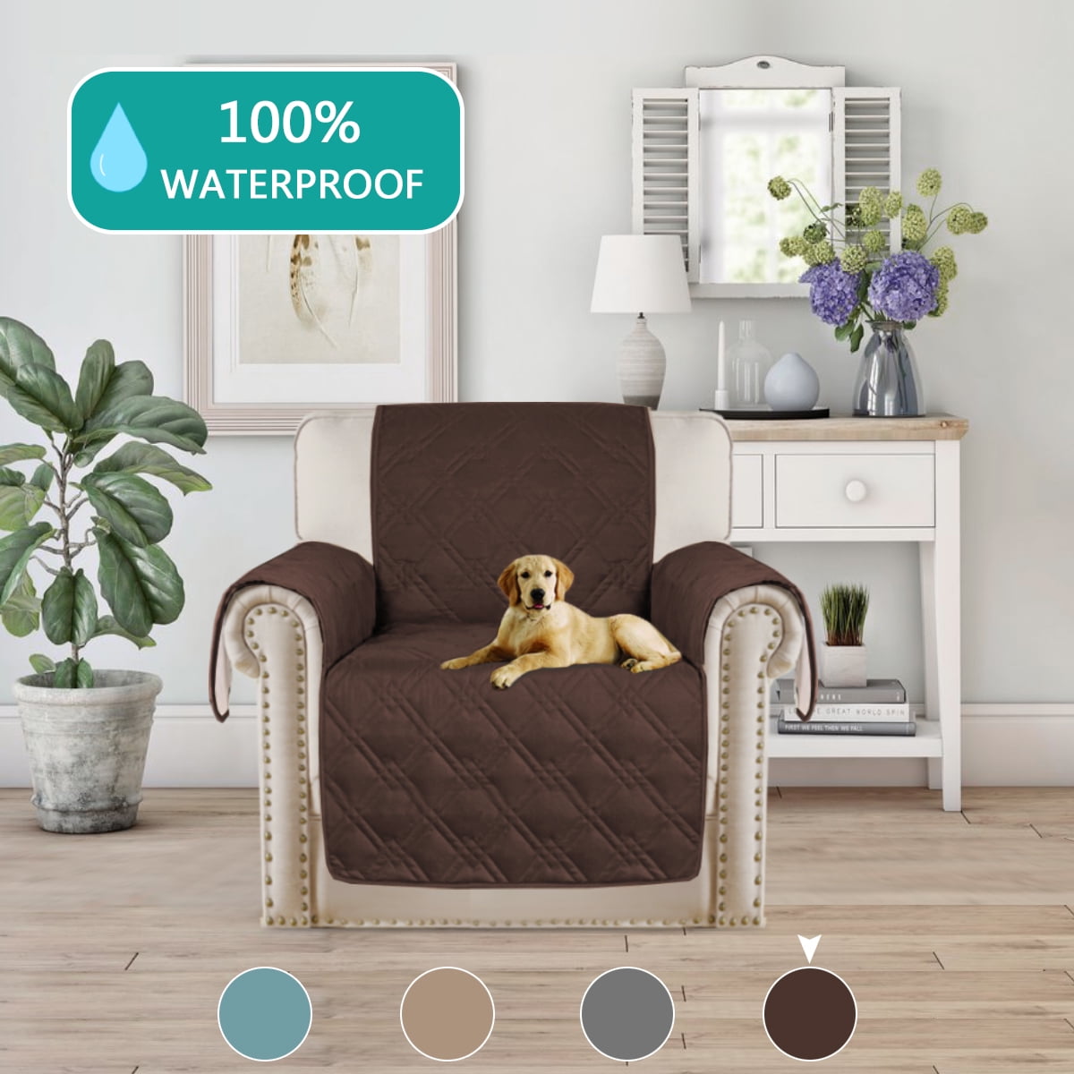 Turquoize 1Piece Waterproof Reversible Quilted Armchair Pet Cover
