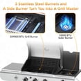 thumbnail image 6 of 4-Burner Propane Gas BBQ Grill with Side Burner, 37,000 BTU Stainless Steel Construction with Porcelain-Enameled Grates for Outdoor Cooking, Camping, and Patio Backyard, 6 of 8