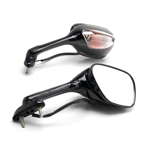 Krator Black Motorcycle Mirrors Turn Signals Left & Right Compatible with 2006-2016 Suzuki GSXR 600 / GSX-R600